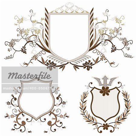 shield design set with various shapes and decoration
