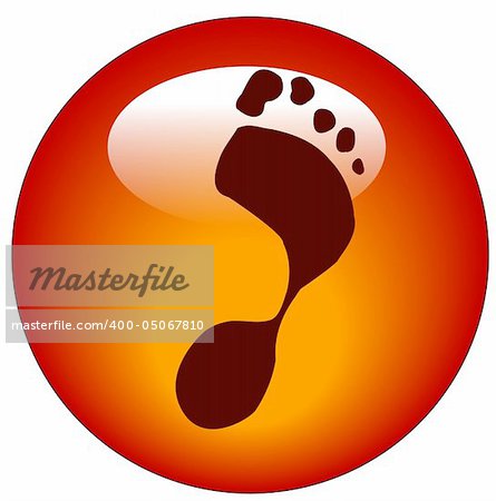 red foot print web icon or button