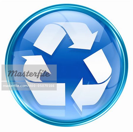 Recycling symbol icon blue, isolated on white background.