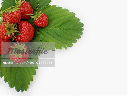 red juicy strawberries isolated on white background