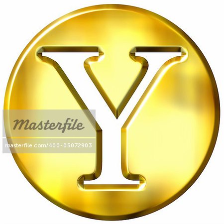 3d golden letter Y isolated in white