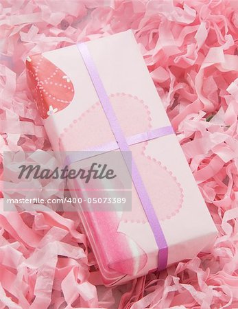 Small pink gift box in the studio
