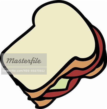 Cartoon food illustration of a sandwich white bread