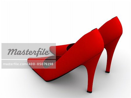 A pair of red high heel shoes on white background - 3d render