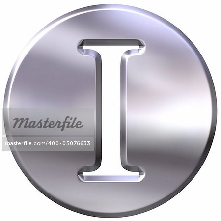 3d silver letter I isolated in white