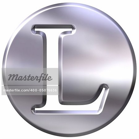3d silver letter L isolated in white