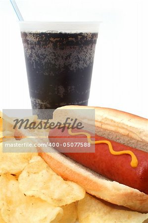 Hot Dog Combo with soda and potato chips