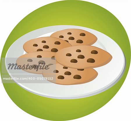 Chcocolate biscuits sur fond de plaque illustration vert