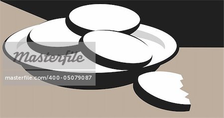 Illustration of silhouette of cake in a plate