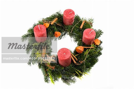 advent wreath isolated on white background