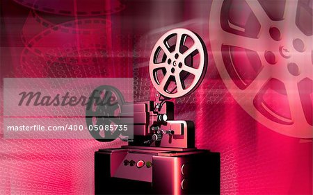Digital illustration of a vintage projector