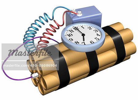 Isolated illustration of a time bomb primed and ready for action