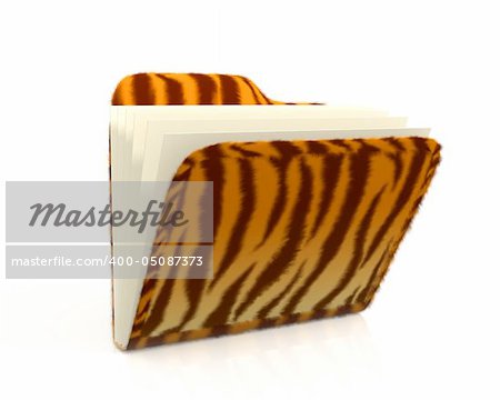 Set of a safari - a folder with fur a tiger
