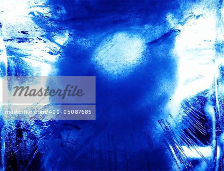 Abstract ice figure, in blue light