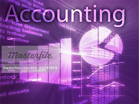 Accounting illustration of Spreadsheet and business financial charts