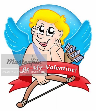 Valentine banner 05 on white background - color illustration.