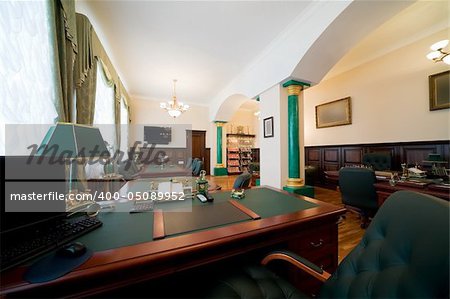 Modern and luxury office with antiquarian subjects