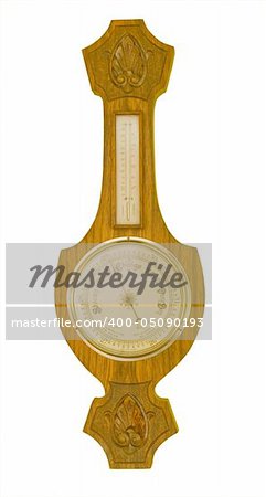 Traditional Antique banjo barometer isolated on white