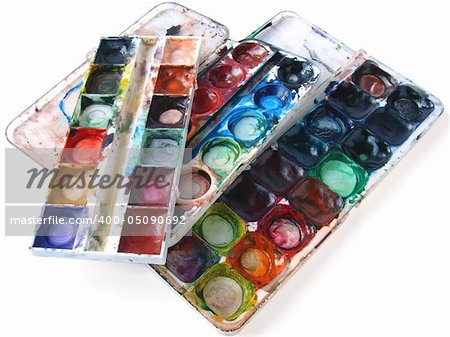 dirty watercolor paints set after using