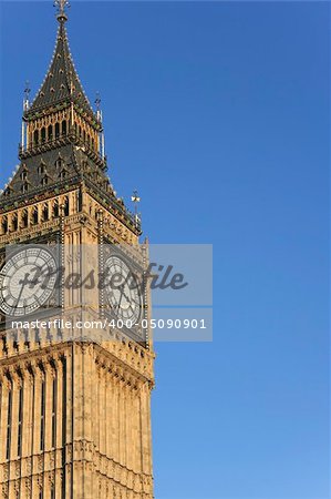 the iconic great four faced clock tower of the houses of parliament in westminster, central london