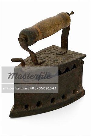 Old iron over white background