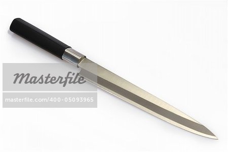 Asian kitchen knife on a white background