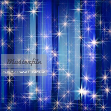 white stars and snowflakes over blue background striped