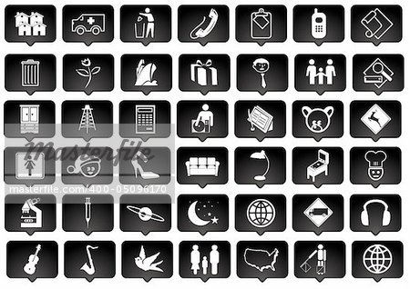 icon-set white and black series - signs and symbols