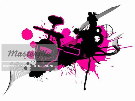 Abstract pink paintball art (logo, background, flyer)