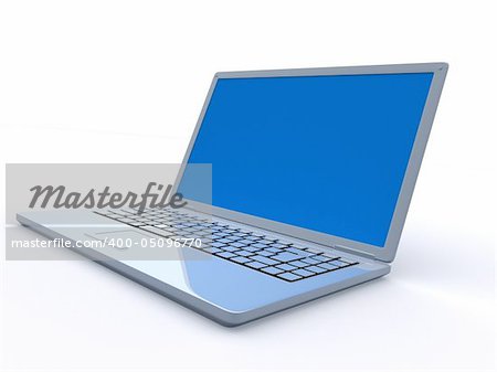 3d rendered illustration of a silver laptop
