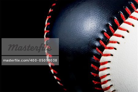 black and white american baseball, macro shot