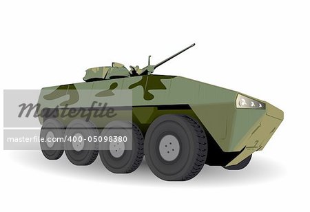 Green Armored Personnel Carrier Over White