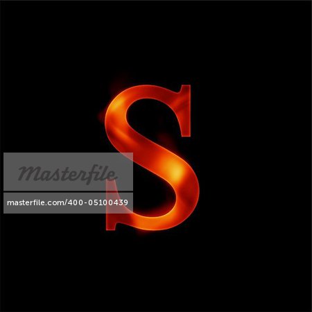 fire letter S isolated on dark background