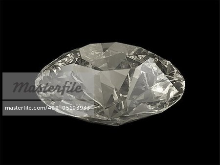 An isolated brilliant cut diamond on black background