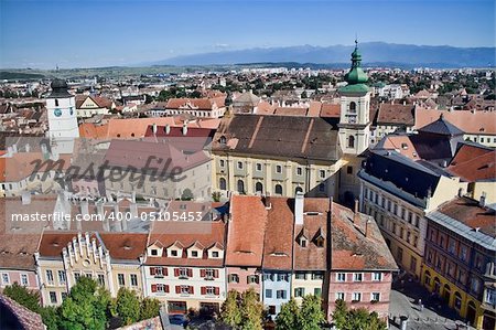 Panoramic view of Sibiu city, Romania.