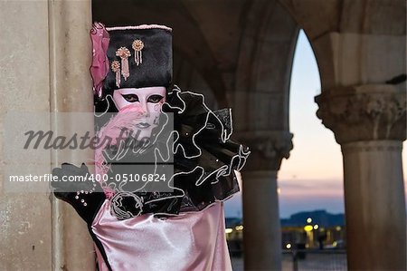 Pink clown at the venice masks festival