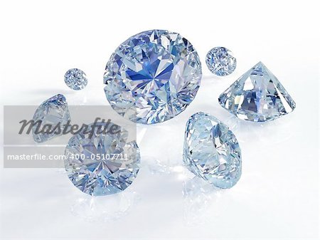 Some perfect diamonds isolated on black background.