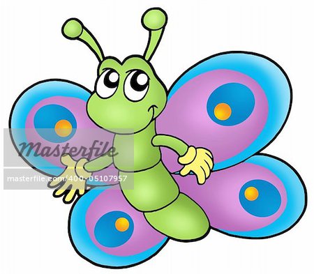 Small cartoon butterfly - color illustration.