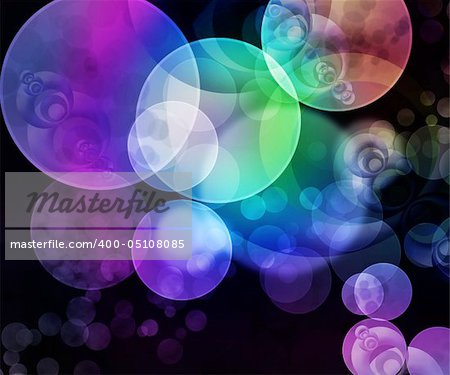 Bright festive background with varicoloured circles on a black background