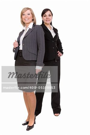 two businesswomen isolated on white background