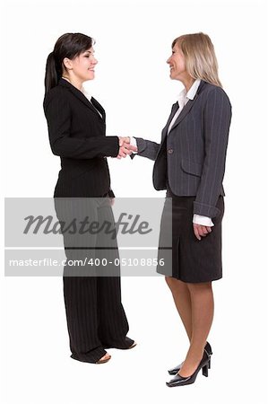 two businesswomen isolated on white background