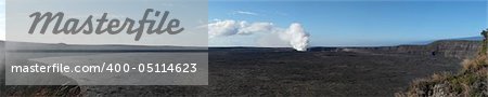 Sulphurous vapour rises from the young Halemaumau Crater in Volcanoes National Park, Big Island, Hawaii.