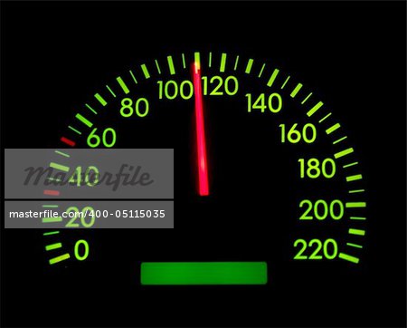 Speedometer of a car showing 110