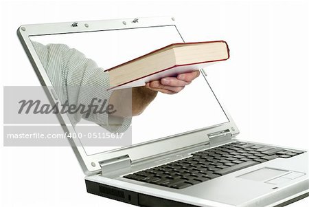 Concept image of an online book store, isolated against a white background