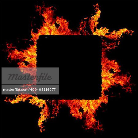 fire frame abstract background isolated on black background