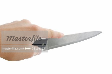 Knife in a hand isolated on white