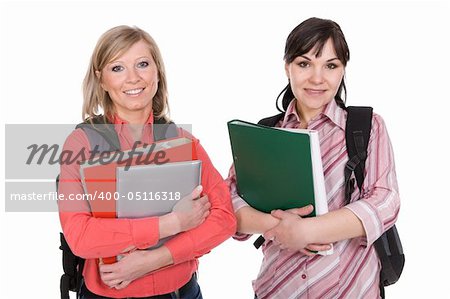casual students isolated on white background