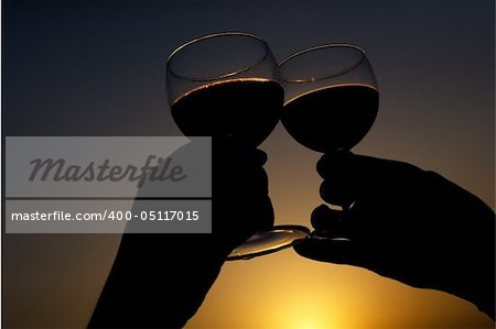 Toast with wine glass silhouette