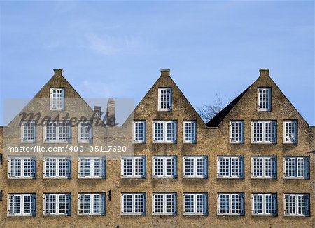 Facade of traditional  houses in Dordrecht, the Netherlands