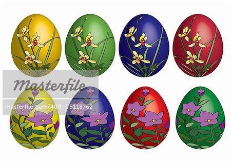 colorful easter eggs with a floral design, AI, Vector,